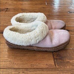 L.L. Bean Wicked Good Slippers Squam Lake Pale Mauve Pink Shearling Women Size 8